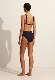 Plunge Top - Navy Crinkle - Matteau